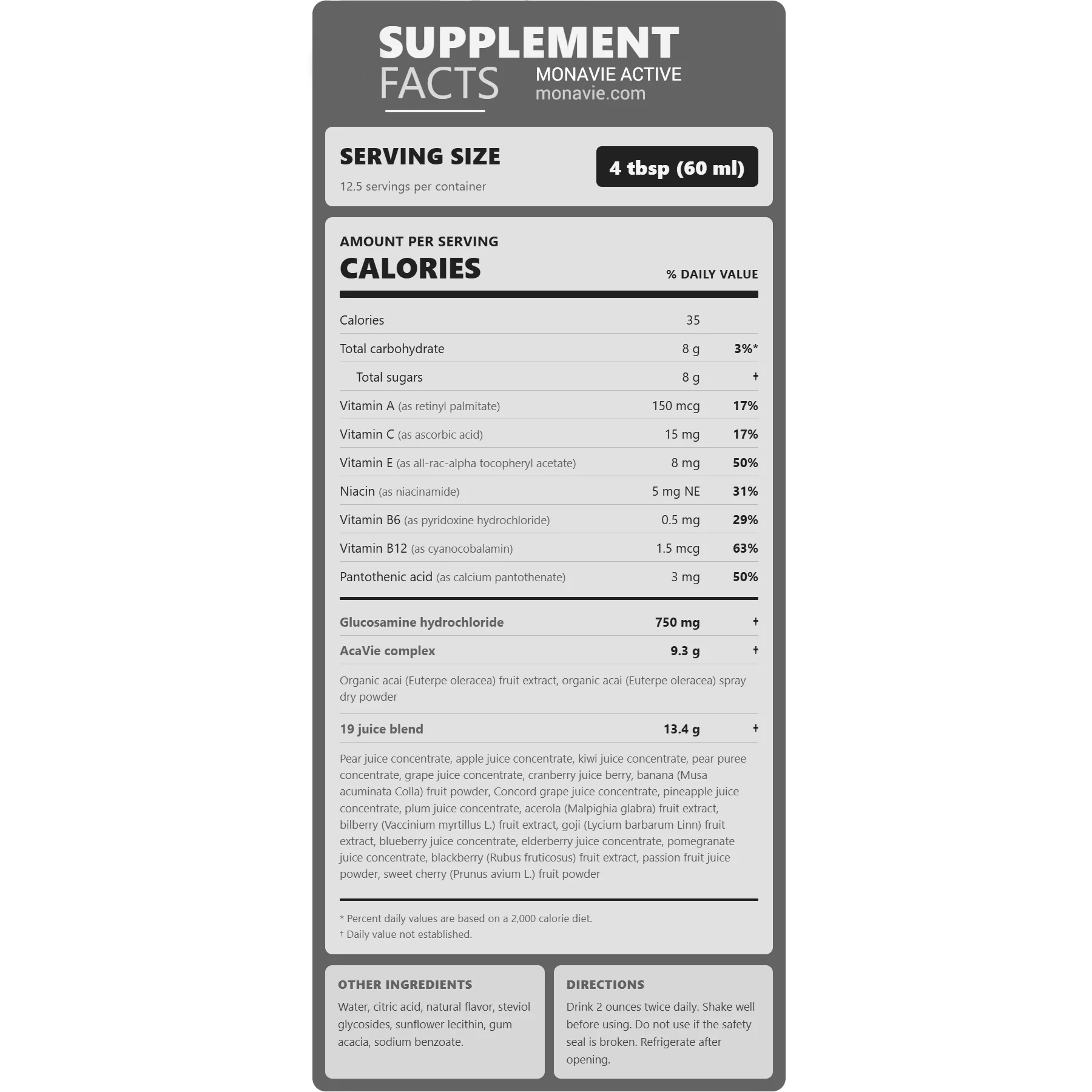 Monavie Active - 1 Case / 4 Bottles