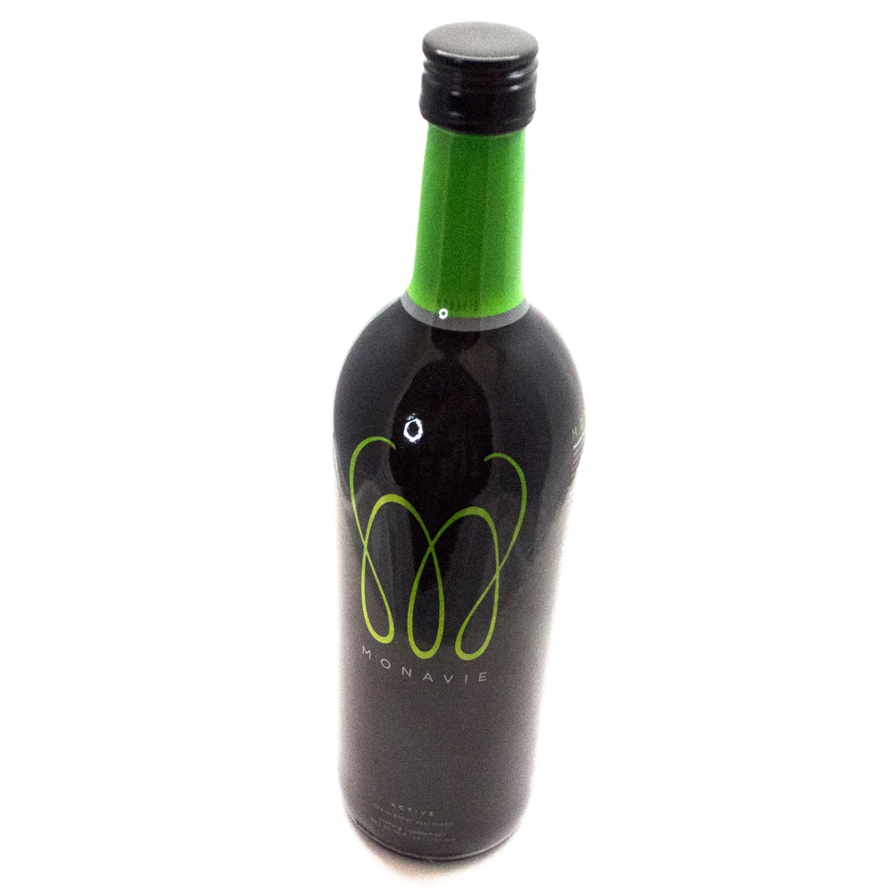 Monavie Active bottle, angled view